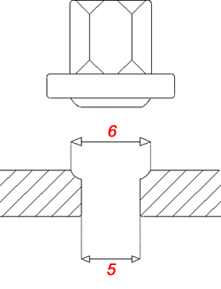 Diamètre du trou - Diamètre du cône
